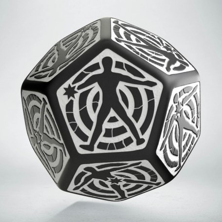 Q-Workshop dé D12 noir-blanc pour jeux de plateau