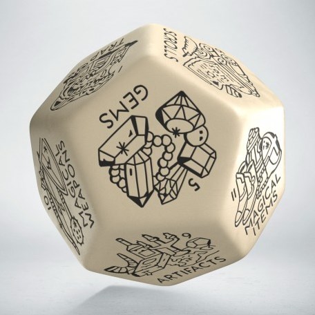 Q-Workshop dé générateur de trésors beige noir pour jeux de rôle