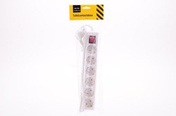 Bloc multiprise 6 prises avec terre et interrupteur 1,5m blanc