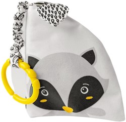 Mom's Care jouet bébé livre sensoriel Raccoon Pedro noir-blanc
