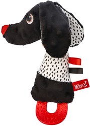 Mom's Care jouet de dentition bébé chien Jami noir-blanc avec couineur