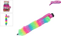 Glamour stylo jumbo duveteux arc-en-ciel 28cm - écriture colorée