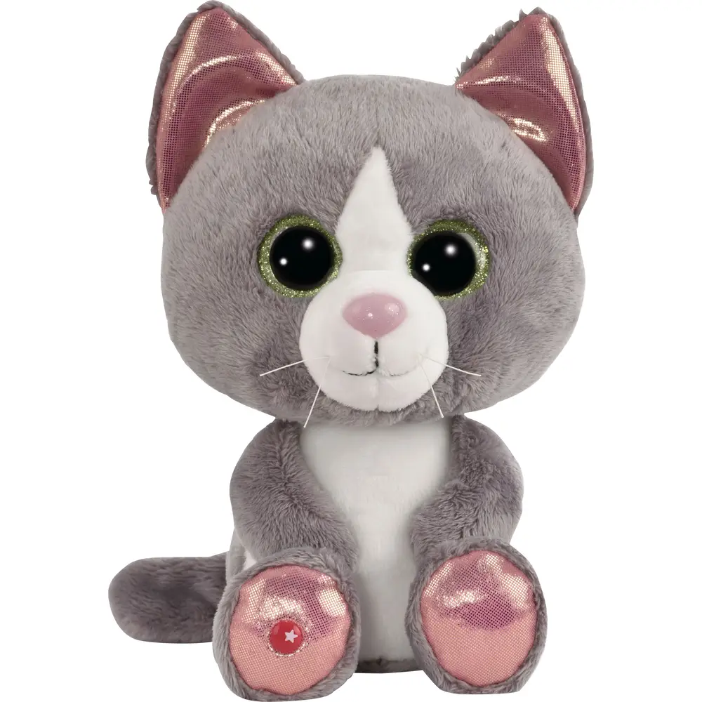 Nici peluche chat Felinja gris jouet doux 25cm détails pailletés