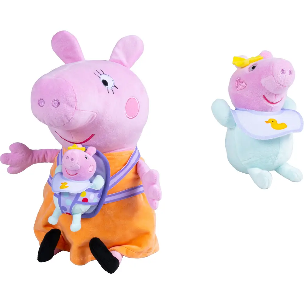 Simba Peppa Pig peluche Maman Pig avec bébé Evie 33cm jouet doux