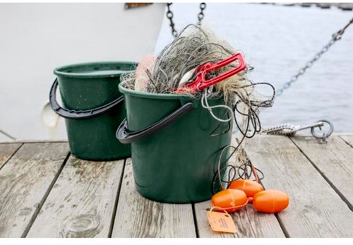 Seau filets de pêche recyclés vert 10L plastique jouet durable-3