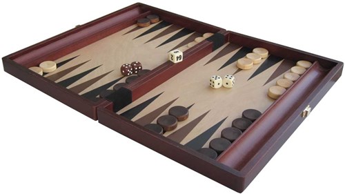 HOT Jeux Coffret de backgammon en bois marron 35x23 cm avec des pierres de HOT-2