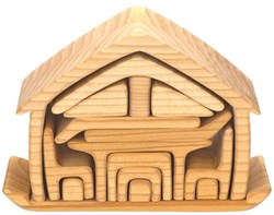 nic maison en bois set de construction avec meubles - jouet éducatif 22 cm