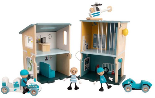 Classic World station de police en bois set de jeu pour enfants-2