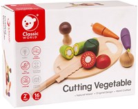 Classic World ensemble de légumes à découper en bois avec planche et couteau 16 pièces