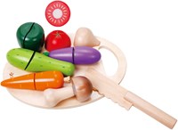 Classic World ensemble de légumes à découper en bois avec planche et couteau 16 pièces-3