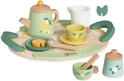 Classic World service à thé en bois vintage avec plateau - set de jouets 14 pièces