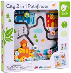Classic World Houten Bord Sorteerspel 2in1 Stad en Afval Scheiden