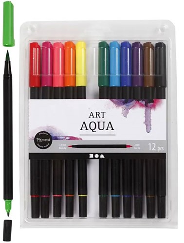 Creativ Company marqueur aquarelle couleurs standard set 12 pièces-2