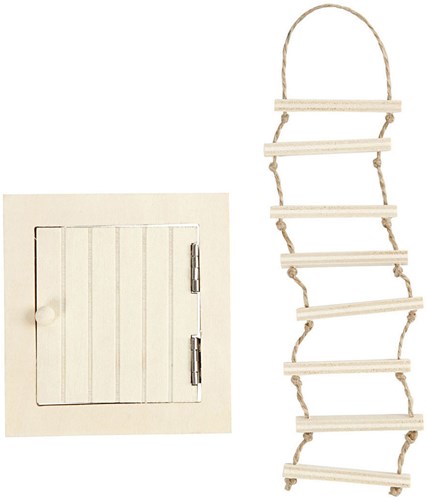 Creativ Company trappe de grenier en bois jouet avec échelle en corde 9-20 cm-2