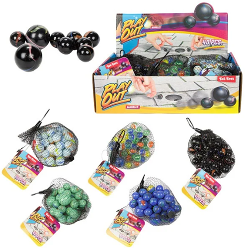 Toi-Toys billes présentoir - 12 sachets billes Armedo en verre
