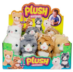 Toi-Toys peluches chats 15 cm - lot de 12 en présentoir