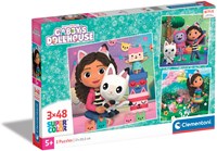 Clementoni Gabby's Dollhouse puzzle set - 3 x 48 pièces dessin animé