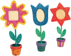 Colorations cadre photo en bois à décorer - Pot de fleurs, lot de 12 cadeau
