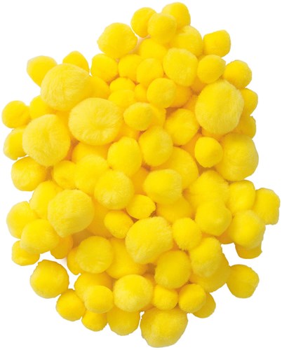 Colorations - Pompons jaunes matériel créatif 100 pièces plastique-2