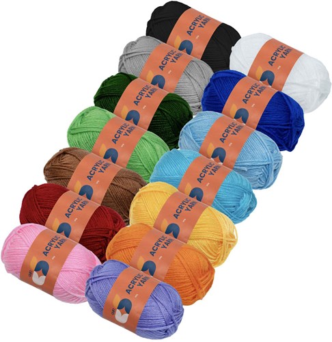 Colorations set de fil acrylique - 14 couleurs - jouet créatif 50g par écheveau-2