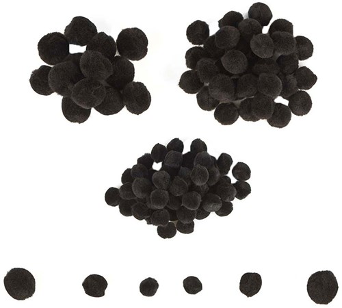 Colorations mini pompons noirs 100 pièces matériel créatif