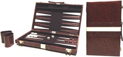 HOT Games Mallette de backgammon en vinyle brun 46x30 cm.