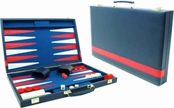 HOT Games Backgammon 38 cm bleu m.bordure rouge