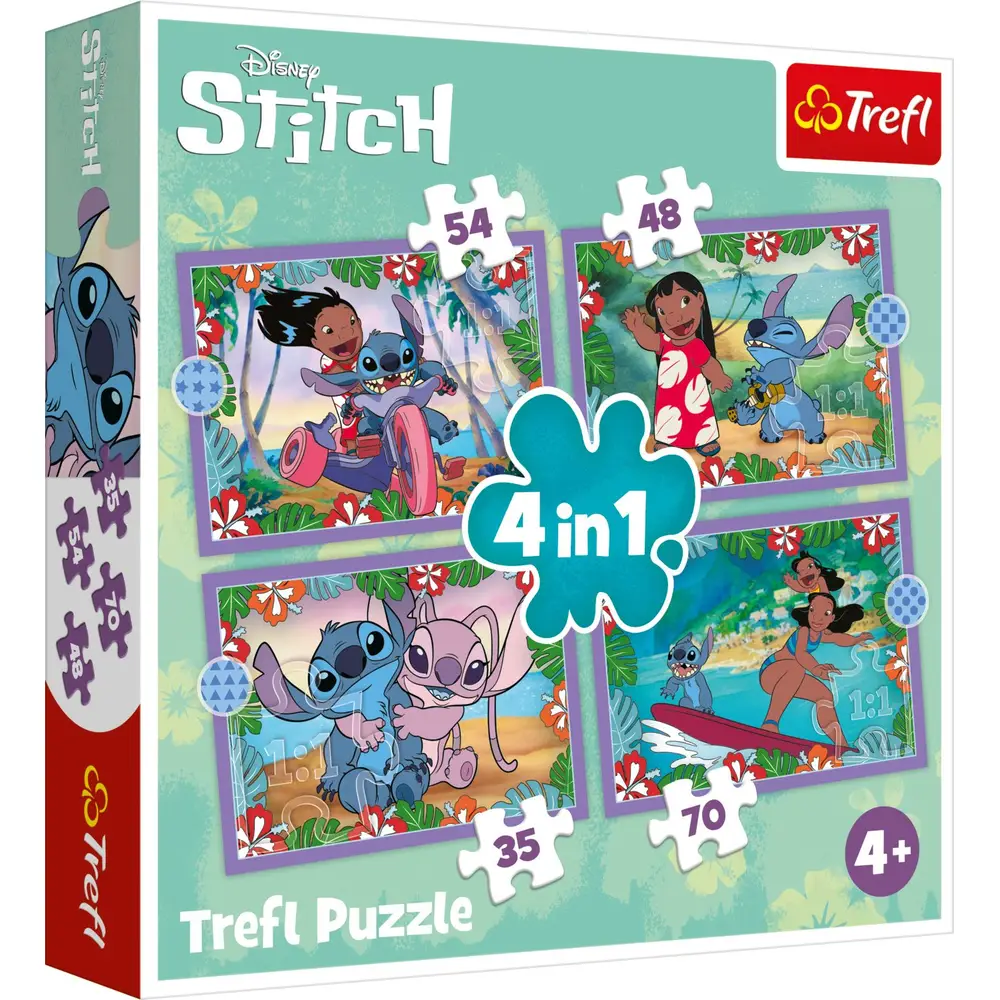 Trefl puzzle Lilo & Stitch 4 en 1 - Puzzle en carton Disney enfants