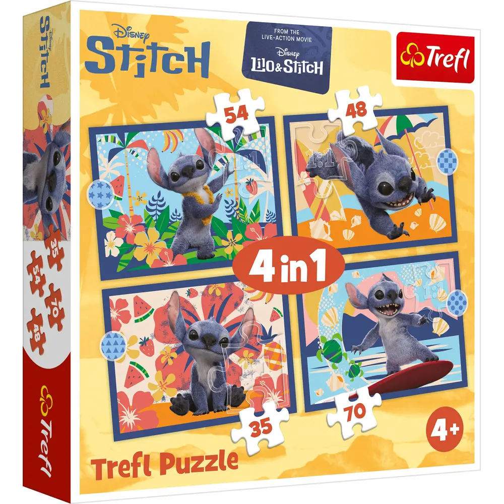 Trefl puzzle 4en1 - Disney Stitch The Movie - jouet éducatif en carton