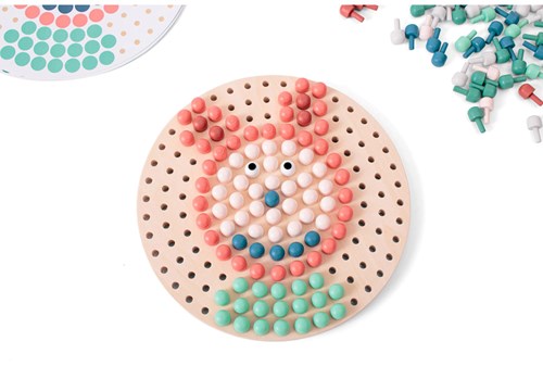 Mozaiek pin board jouet en bois jeu créatif éducatif multicolore-2
