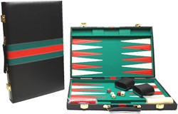 HOT Games Valise de backgammon 38 cm. Noir Vert Rouge