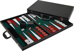 HOT Games Backgammon feutré incrusté 38cm vert/rouge.