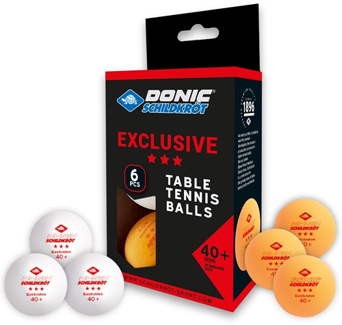 Schildkröt balles de tennis de table 3 étoiles Poly 40+ 6 pièces blanc et orange