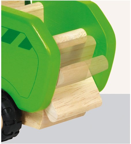 Goki camion poubelle en bois - véhicule jouet avec roues en caoutchouc-3