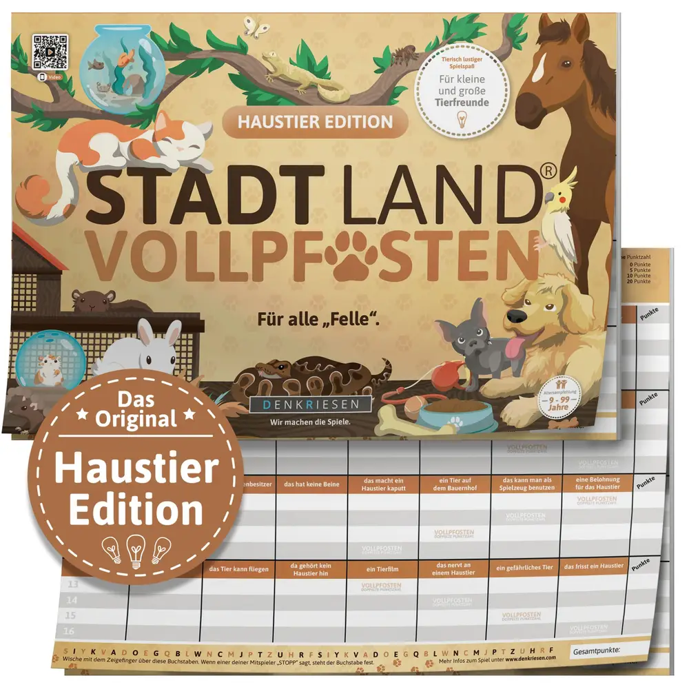 Jeu Vedes STADT LAND VOLLPFOSTEN Édition Animaux de compagnie jeu de société