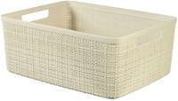 Curver panier de rangement aspect jute 12 litres blanc cassé plastique-3