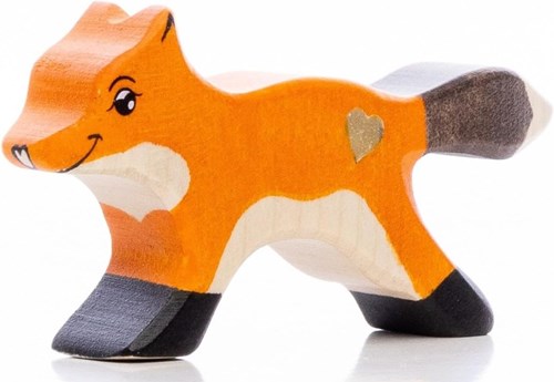 Lilu renard en bois chiot FSC jouet peint à la main 9cm - animaux de la forêt