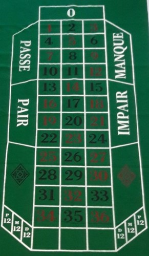 HOT Games Tapis de roulette 180x90cm en feutre vert.