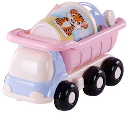 Camion benne de plage jouet rose avec set de seaux - set de plage pour enfants