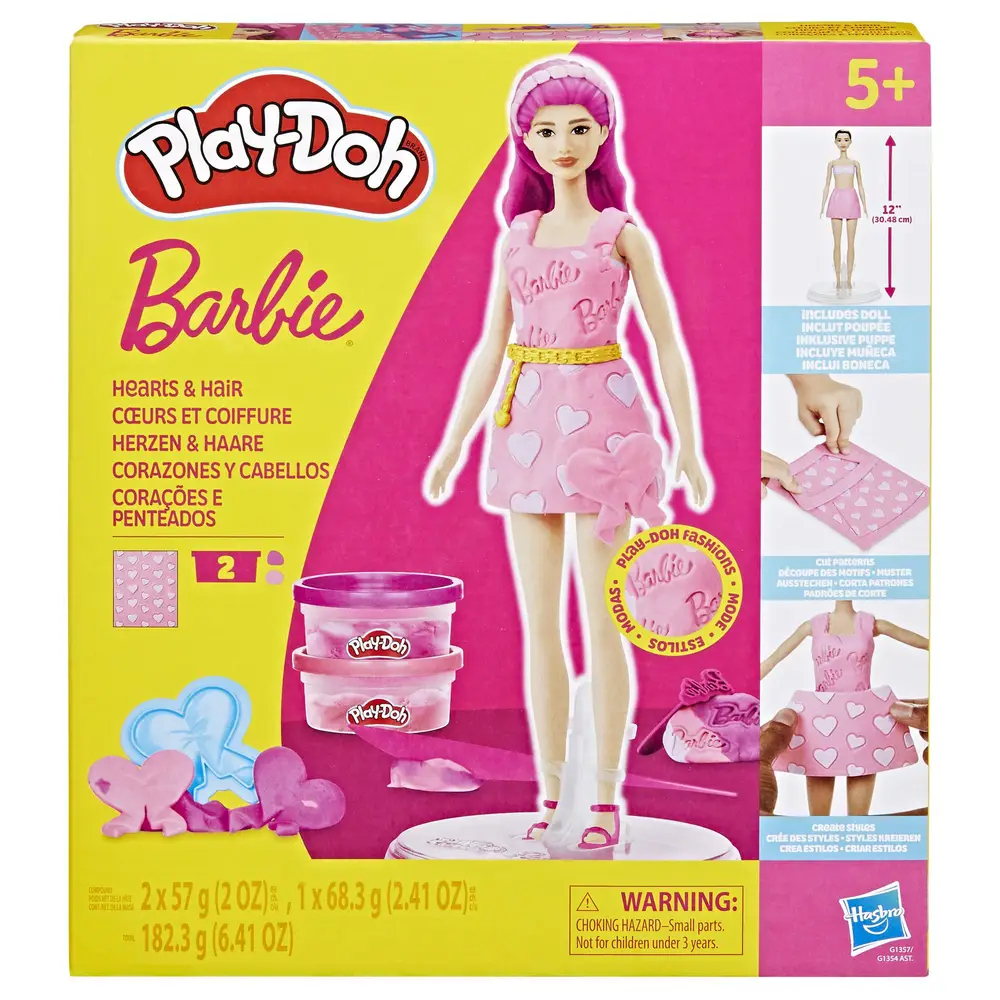 Hasbro Play-Doh Barbie cœurs et cheveux coffret créatif pour s'amuser