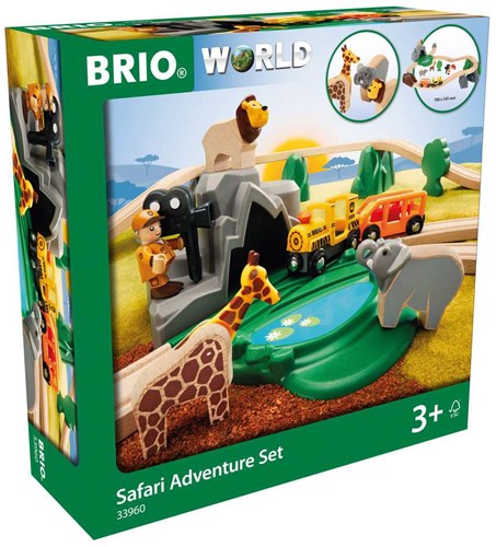 Brio Safari train en bois - coffret train avec animaux