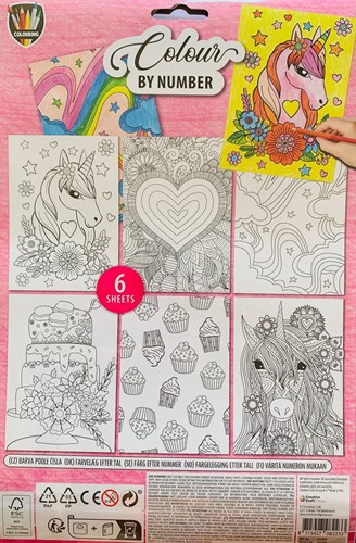Grafix coloriage par numéro set licorne - pages à colorier A4-2