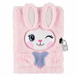 Lobbes journal peluche lapin avec cadenas A5 rose journal enfant