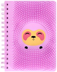 Lobbes carnet en silicone A5 avec picots et paresseux rose
