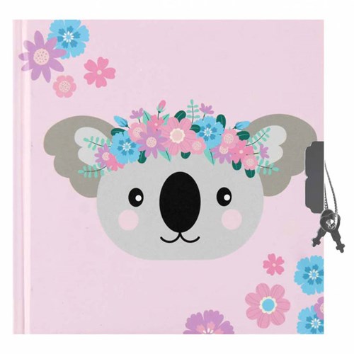Lobbes journal koala pastel avec cadenas 13,5x13,5cm pour enfants