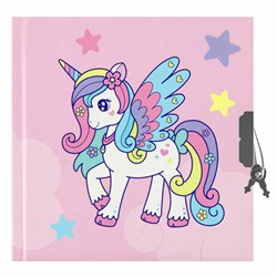Lobbes journal licorne avec cadenas 13,5x13,5cm couverture rigide rose