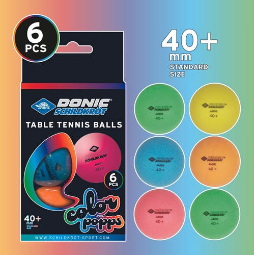 Schildkröt balles de tennis de table Color Popps poly 40+ qualité 6 pièces colorées-2
