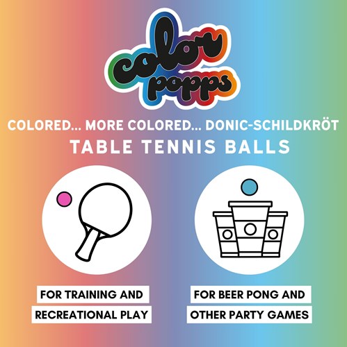 Schildkröt balles de tennis de table Color Popps poly 40+ qualité 6 pièces colorées-3