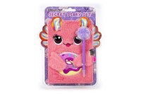 Dream Pop journal axolotl peluche avec cadenas et pompons rose