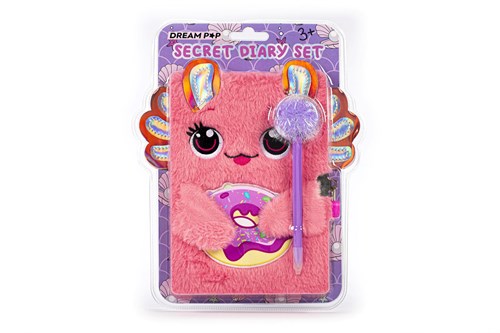 Dream Pop journal axolotl peluche avec cadenas et pompons rose